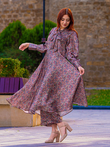 Senorita – Western 2-Piece Shamoz Silk Frock Set For Women